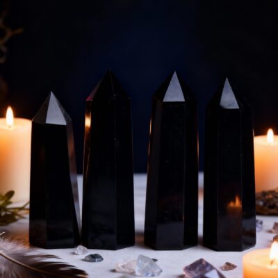 Black Obsidian Crystal Tower |  Natural Obsidian Point for Protection, Grounding & Energy Cleansing
