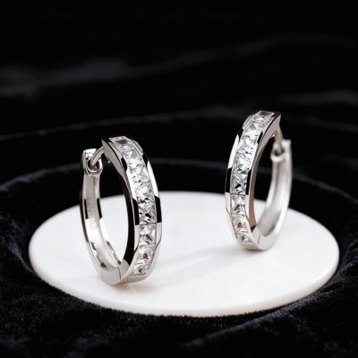 Ultra-Shine Crystal Hoop Earrings – Minimalist Luxury Ear Cuffs