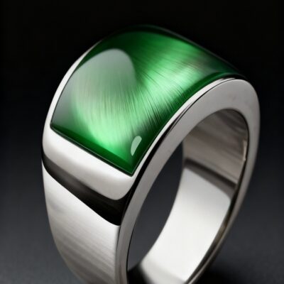 Natural Cat’s Eye Adjustable Ring – Polished Gemstone & Silver Tone Setting