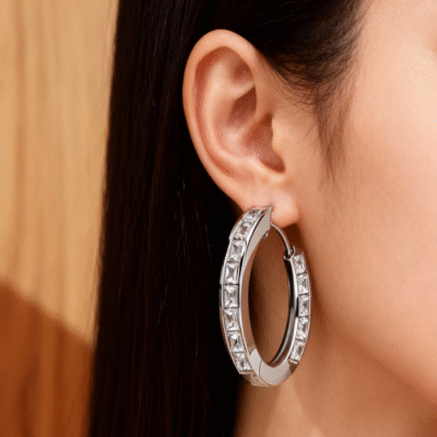 Ultra-Shine Crystal Hoop Earrings – Minimalist Luxury Ear Cuffs