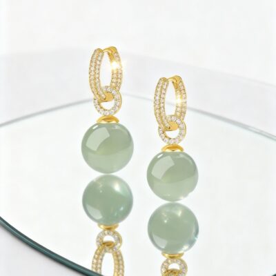 Minimalist Hetian Jade Earrings – Elegant Green Jade Drop Design