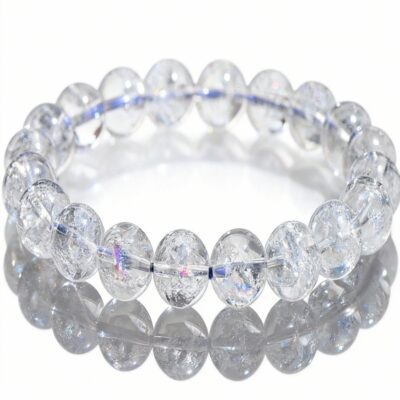 Rainbow Crackle Quartz Crystal Bracelet for Energy Healing & Aura Balance
