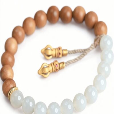 Natural Sandalwood Bracelet with Hetian Jade Beads for Peace & Spiritual Balance