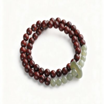 Red Sandalwood & Hetian Jade Double-Wrap Bracelet 6mm