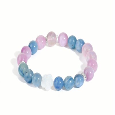 Natural Kyanite & Lepidolite Libra Zodiac Crystal Bracelet for Balance & Harmony