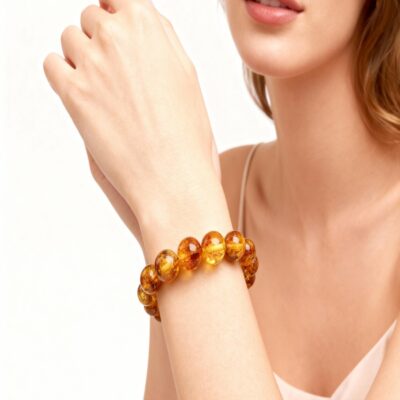 Natural Amber Bracelet for Warm Energy & Protection