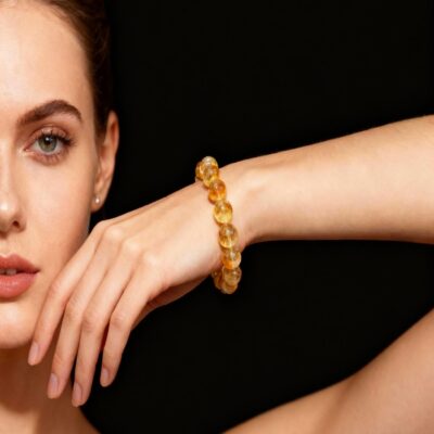 Natural Citrine & Rutilated Quartz Bracelet for Abundance & Confidence