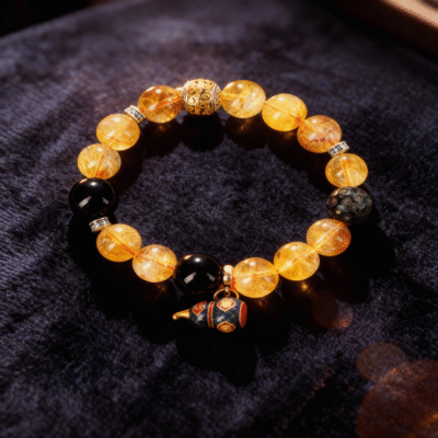 Citrine & Black Agate Bracelet for Abundance & Protection