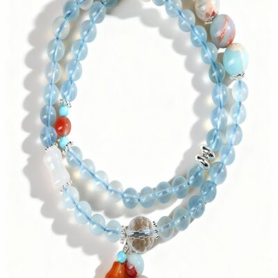 Aquamarine and Shoushan Stone Double Bracelet for Peace & Balance | ArvnDao