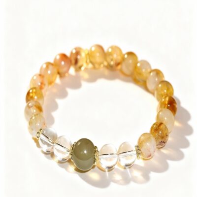 Citrine and Clear Quartz Wealth Bracelet for Prosperity & Success