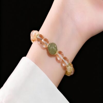Citrine and Clear Quartz Wealth Bracelet for Prosperity & Success