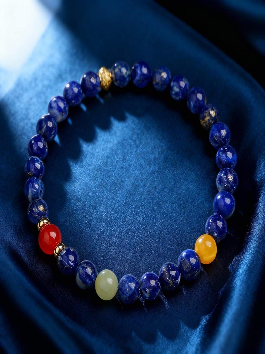 Lapis Lazuli & Aquamarine Bracelet for Wisdom & Calm - Image 2