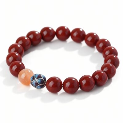Natural Cinnabar & Sunstone Bracelet for Protection & Confidence