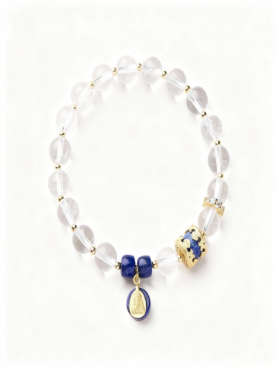 Clear Quartz and Lapis Lazuli Bracelet for Protection & Clarity - Image 3