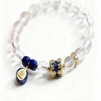 Clear Quartz and Lapis Lazuli Bracelet for Protection & Clarity