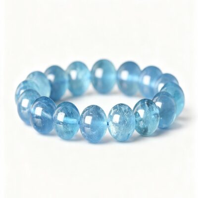 Aquamarine Crackle Quartz Bracelet for Calm & Clarity