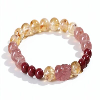 Strawberry Quartz & Citrine Bracelet for Love & Prosperity