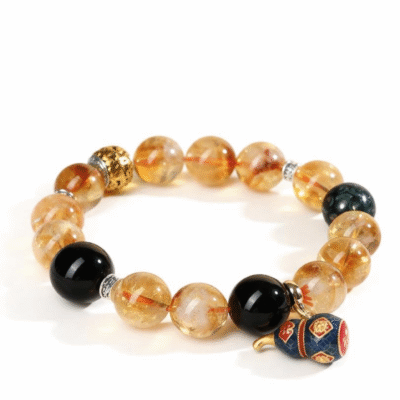 Citrine & Black Agate Bracelet for Abundance & Protection