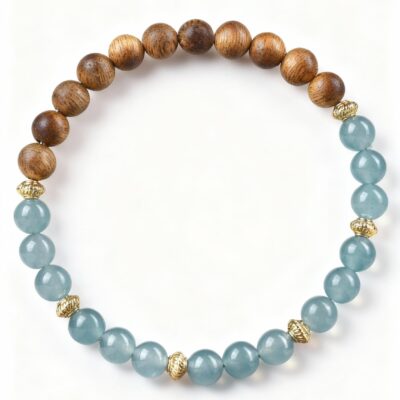 Blue Chalcedony & Agarwood Bracelet – Peace & Balance