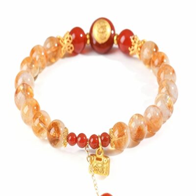 Citrine & Red Agate Bracelet for Wealth & Protection