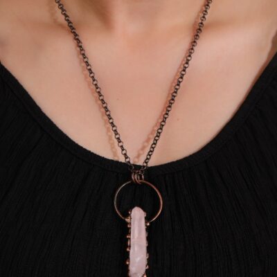 Natural Clear Quartz Point Necklace · Raw Crystal Hexagonal Pendant